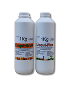Two 1kg white bottles labeled 'L'equi-Grow' and 'L'equi-Plus'