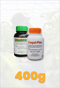 Two 200 gram bottles labeled 'Léqui-Grow' and 'Léqui-Plus' with a white background