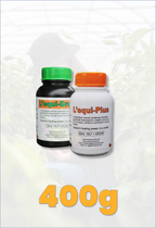 Two 200 gram bottles labeled 'Léqui-Grow' and 'Léqui-Plus' with a white background